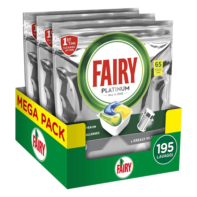 Fairy Platinum - Pastiglie Lavastoviglie 195 Lavaggi - Confezione da 3x65