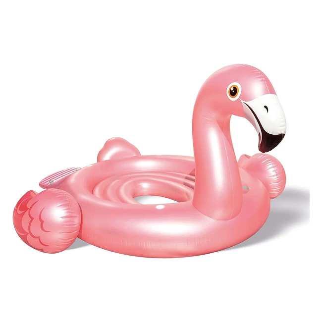 Flamingo Party Island - Aufblasbare Schwimminsel mit 2 Griffen und 4 Getränkehaltern