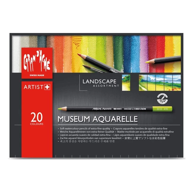Crayons aquarelle Caran d'Ache Museum paysage - Lot de 24 - Qualité extra fine