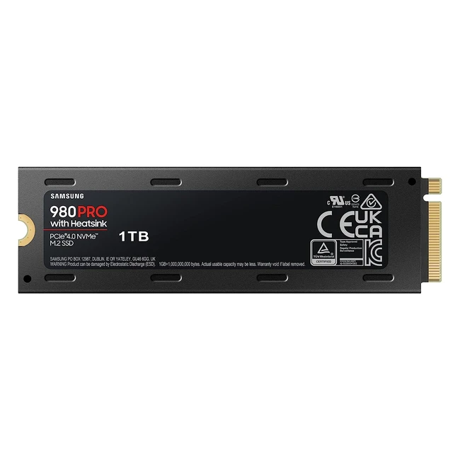 Samsung 980 Pro SSD 1TB PCIe Gen 4 NVMe M.2 Internal Solid State Hard Drive with Heatsink