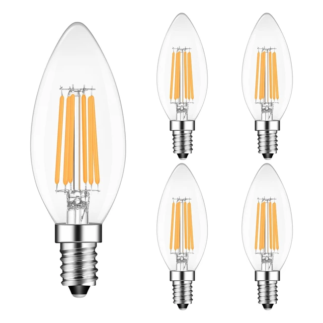 Premium LED Candle Bulbs - 6W Warm White - Pack of 4 - No Flicker, Long Lifespan