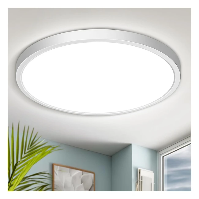 LED Deckenleuchte 18W IP54 wasserdicht rund flach kühles weißes Licht super hell energiesparende LED Panel Lampe für Büro Flur Küche Wohnzimmer Schlafzimmer Badezimmer