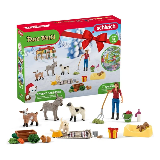 Schleich 98983 Adventskalender 2023 Bauernhofwelt ab 3 Jahren Spielset 24 Teile