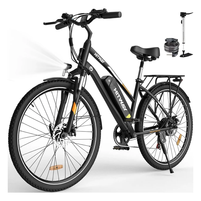 Hitway E-Bike 28 Zoll Elektrofahrrad Pedelec für Damen und Herren - 36V 12Ah Wechselakku, 250W Motor, 7 Gang Schaltung