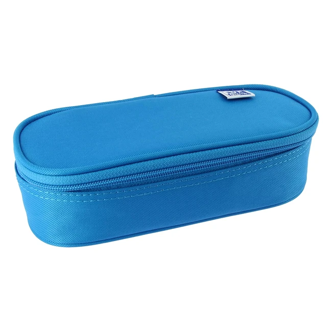 Estuche escolar Oxford oval, elástico, azul turquesa, medidas 23x11x6cm