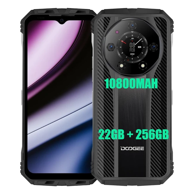 Doogee S110 4G Smartphone Robustezza 2023 10800mAh 66W Batteria Helio G99 22GB 256GB 658 FHD 50MP AI Fotocamera 24MP Visione Notturna 16MP 32MP Android 13 Cellulare Watch Nero