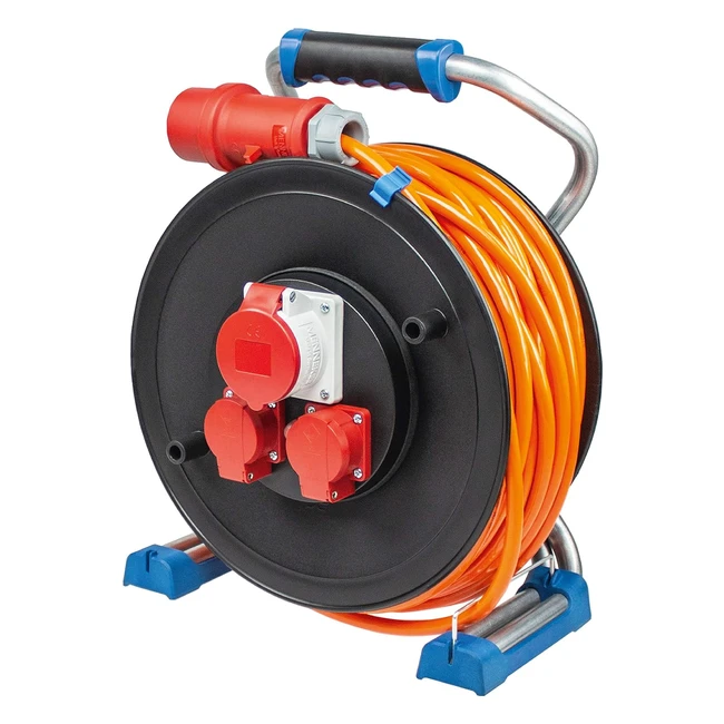 Schwabe Xperts CEE Kunststoffkabeltrommel 30 m mit CEE-Stecker 400 V 16 A 2 Erdungskontaktsteckdosen 230 V 16 A H07BQF 5G25 1 CEE-Steckdose 400 V 16 A max. 10000 W Made in Germany IP44 23663