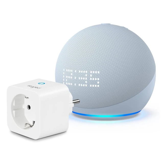 Echo Dot 5. Gen 2022 mit Uhr - Graublau - Sengled Smart Plug - Funktioniert mit Alexa - Smart Homeeinsteigerpaket