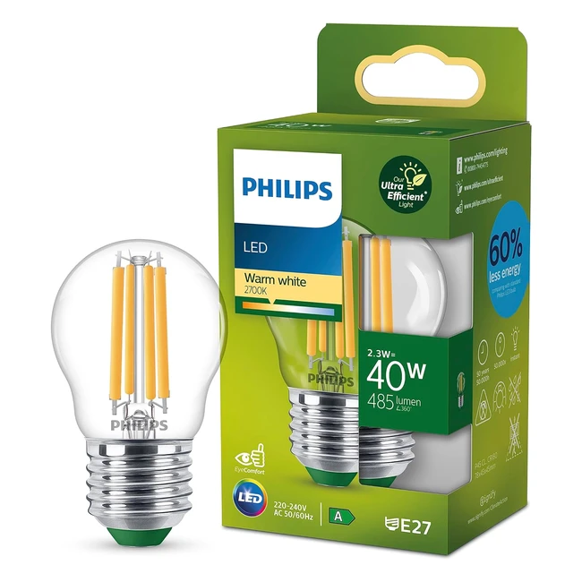 Philips Ultra Efficient LED Light Bulb 40W P45 E27 Warm White