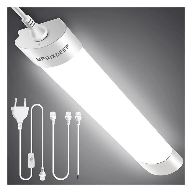 Berixdeep Plafoniera LED Garage 40cm - Tubo LED Soffitto Collegabile - IP66 - 18W 4000K 1800lm