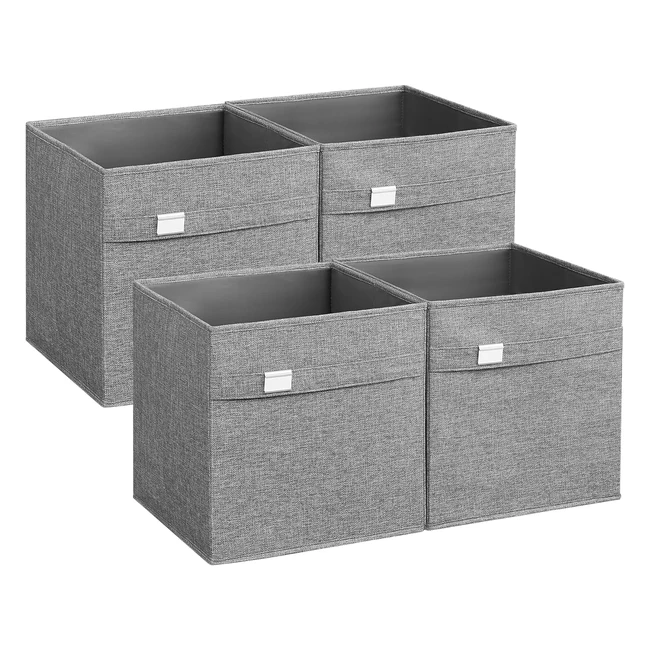 Songmics Cube Storage Boxes Set of 4 33x33x33cm Foldable Oxford Fabric Dove Grey ROB233G04