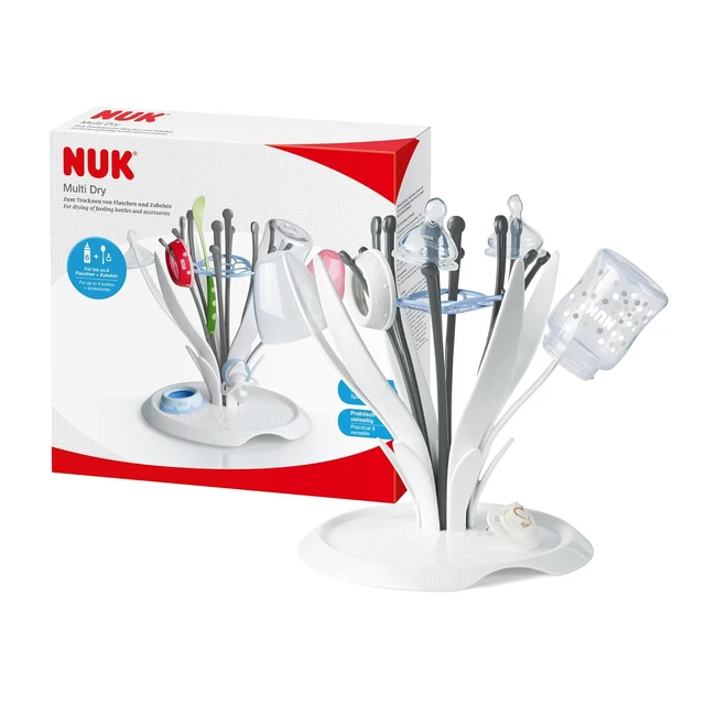 NUK MultiDry Trockenständer - Praktisches Trocknen von bis zu 6 Babyflaschen - BPA-frei
