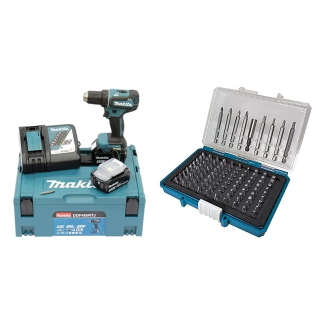 Makita DDF485RTJ Akkuschrauber 99-teilig mit P81050 Bitbox