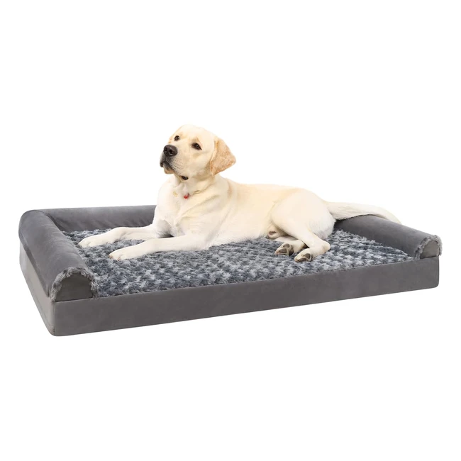 Cuccia Cane XL 105x70x18cm Grigio - Imbottitura Schiuma, Lavabile, Design da Divano