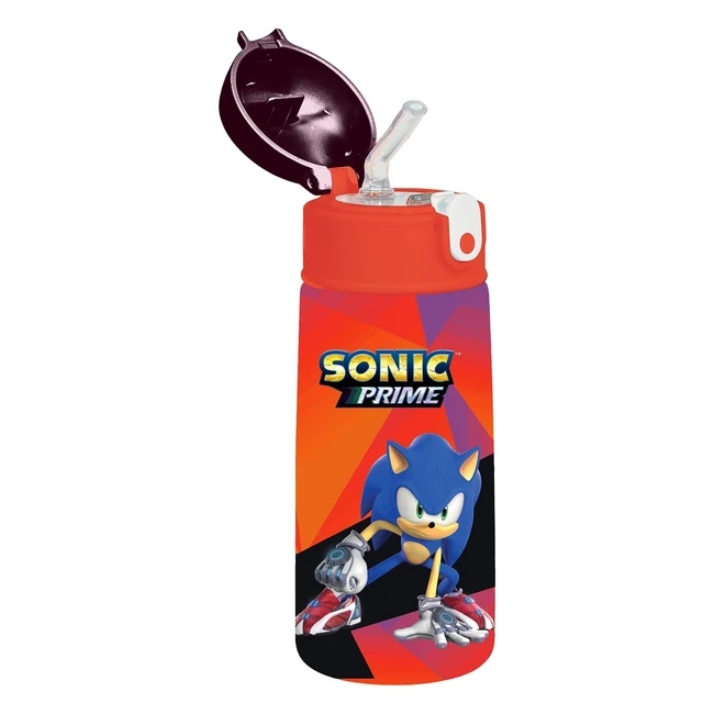 Botella Sonic Azul Rojo 460ml - Para Niños con Pajita - Acero Inoxidable - Mantenimiento Temperatura 24h