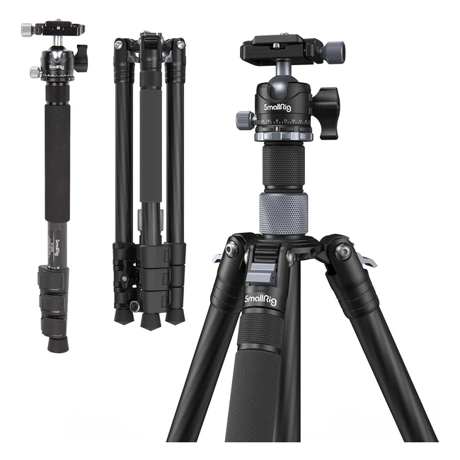 Petit Rig AP20 Trépied en Fibre de Carbone avec Colonne Centrale Monopode Amovible Rotule 360 Plaque Dégagement Rapide Charge jusqu'à 265 lbs 12 kg