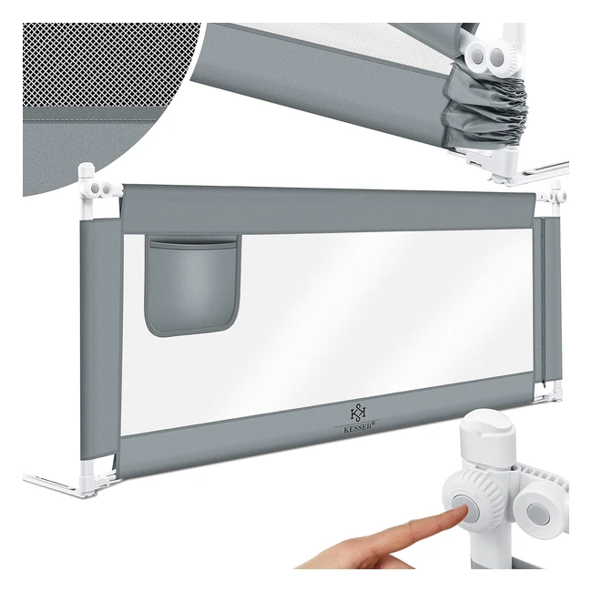 Kesser Bettgitter 200cm - Bettschutzgitter Kinderbettgitter klappbar - Hochwertiges Material - Sicherheit und Schutz - Erweiterbar zum Laufstall