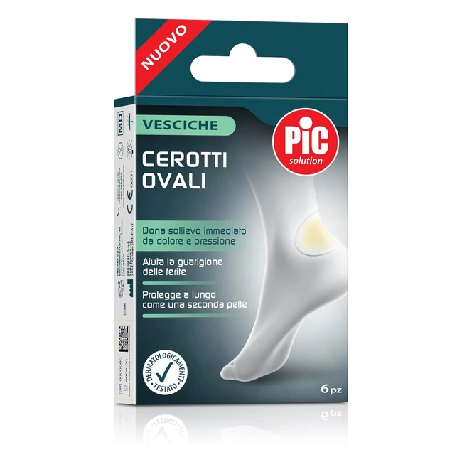 Cerotti ovali per vesciche PIC Solution - Confezione 6 pezzi - Formato 44 x 69 mm
