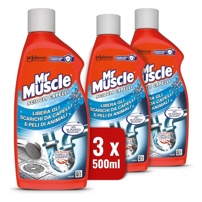 Disgorgante Mr Muscle per lavandini e scarichi - Formato scorta 3 pezzi da 500ml