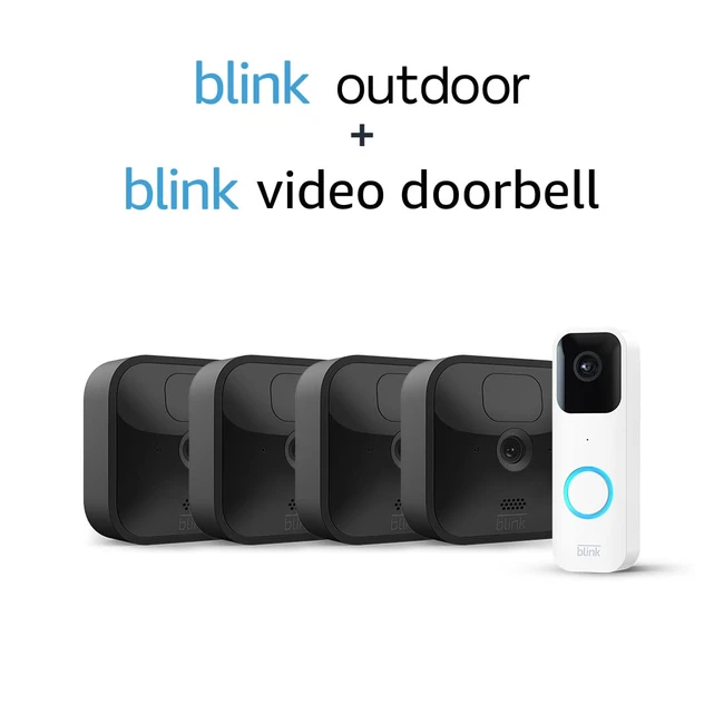 Blink Outdoor Überwachungskamera Bundle - 4 Kameras & Video Doorbell