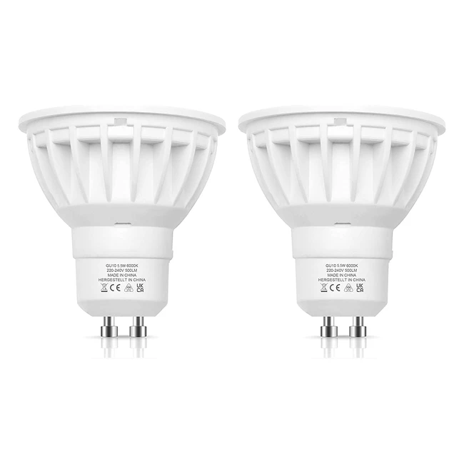 55W LED GU10 Bulbs - Energy Saving Replacement for 50W Halogen Bulbs - Cool Whit
