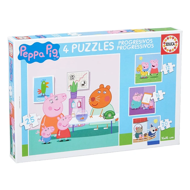 Conjunto de 4 puzzles progresivos Peppa Pig, recomendados a partir de 3 años