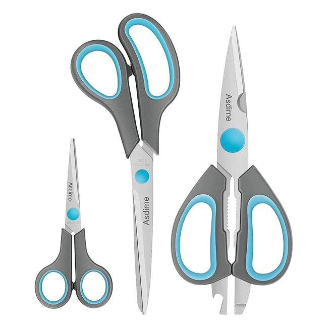 Multifunctional Kitchen Scissors with Soft Handles - 3pcs BlueGrey