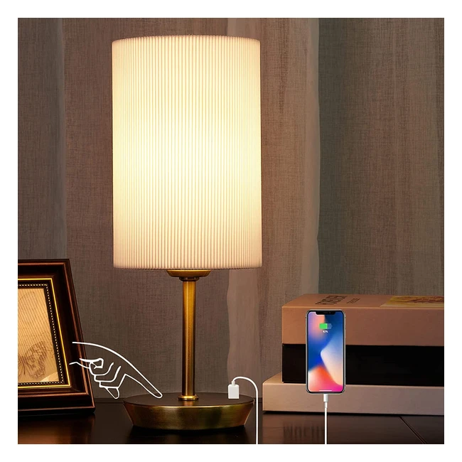 Jiawen Touch Bedside Lamp with USB Charging Ports - Modern Design Dimmable E27