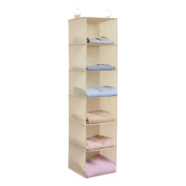 Lifewit 6-Shelf Hanging Closet Organizer  Foldable  Durable  Beige