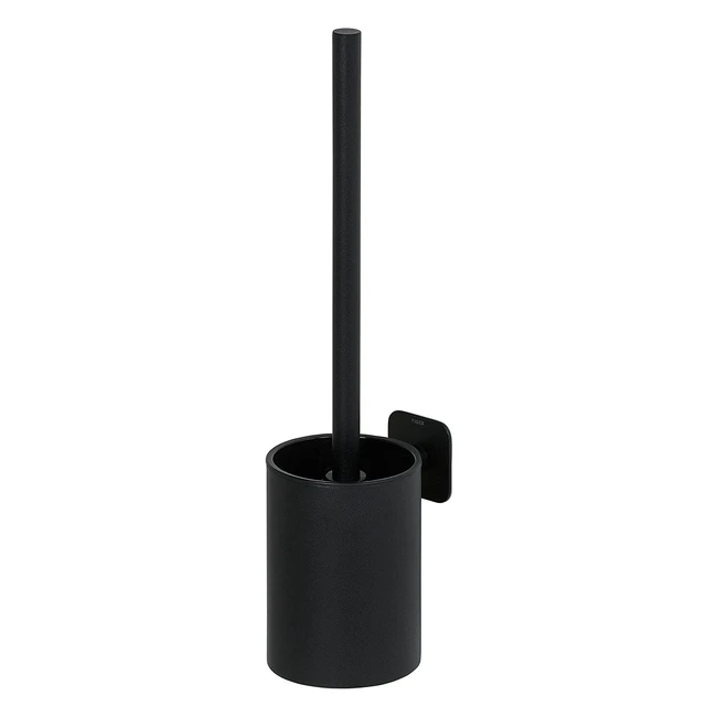 Tiger Colar Toilet Brush Set - Stainless Steel, Black Powdercoated, Adhesive Mounting, 88x38x108cm