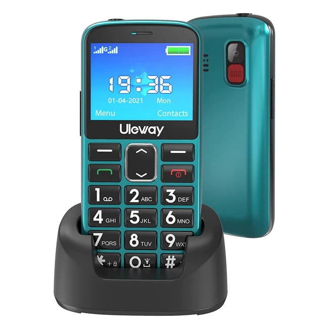 Telefono Cellulare Anziani Uleway HAC24 con Tasti Grandi, Funzione SOS, Doppia SIM, Torcia, Radio e Batteria Potente