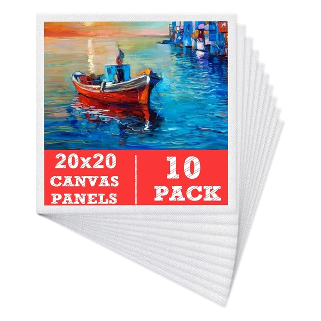 10 Pack Blank Canvas Panels 20x20cm - 100 Cotton for Acrylic  Oil Paint