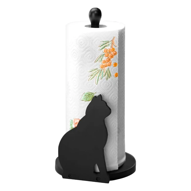 Wenko Küchenrollenhalter mit Katze Schwarz 30cm - Dekoratives Eyecatcher für Ihre Küche