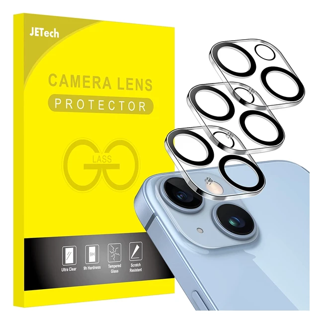 JETech Camera Lens Protector for iPhone 14 - 3 Pack - 9H Tempered Glass - Anti-S