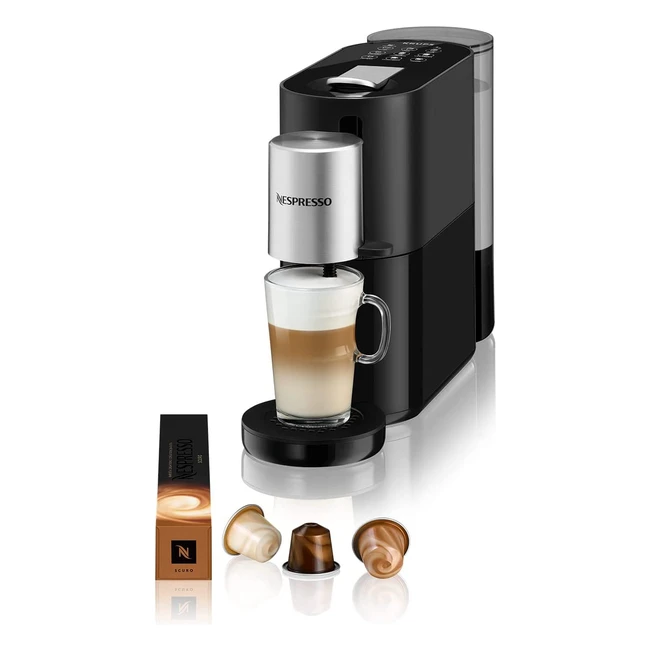Krups XN8908 Nespresso Atelier Kaffeekapselmaschine, Milchaufschäumsystem direkt in die Tasse, heiße und kalte Getränke, 1-Liter-Wassertank, inklusive Nespresso-Glas und Kapseln, 19 bar Druck, Schwarz/Silber