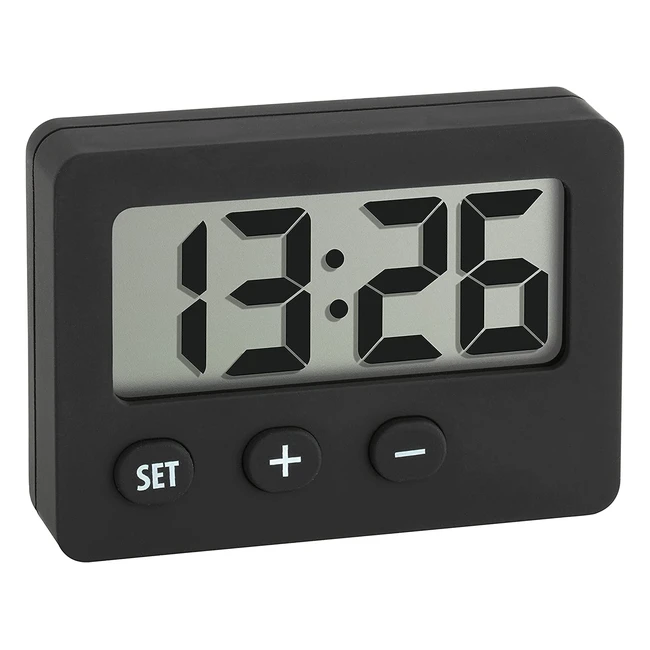 Horloge Digitale TFA Dostmann 60201301 Mini Noir - Idéale pour Voiture, Table et Camping-car
