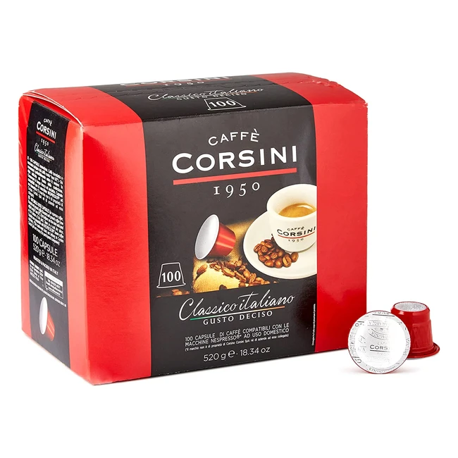 Caffè Corsini Classico Italiano - Capsule Compatibili Nespresso - Gusto Forte e Deciso - Confezione da 100