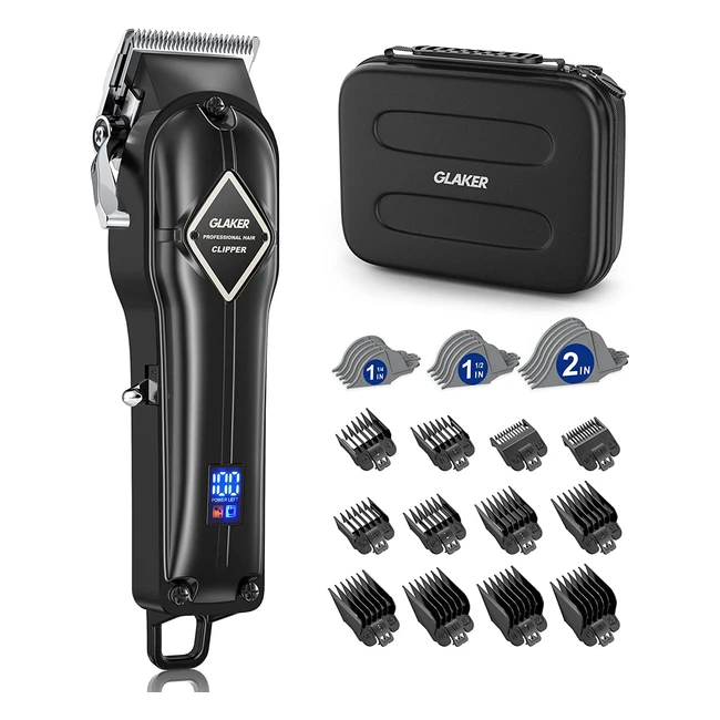 Glaker Cordless Hair Clippers for Men - Professional Barber Clipper Kit with 15 