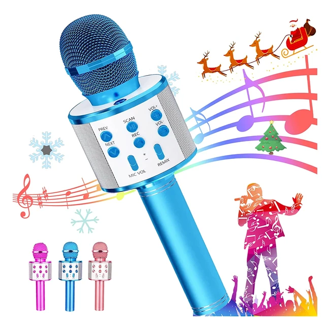 Microfono Karaoke Bluetooth 4 in 1 Wireless Bambini - Altoparlante Integrato Ef