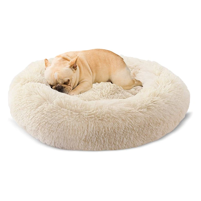 Docatgo Calming Anxiety Dog Cat Bed - Plush Donut L60x60cm - Soft Cuddler Round Pet Nest - Orthopedic Relief