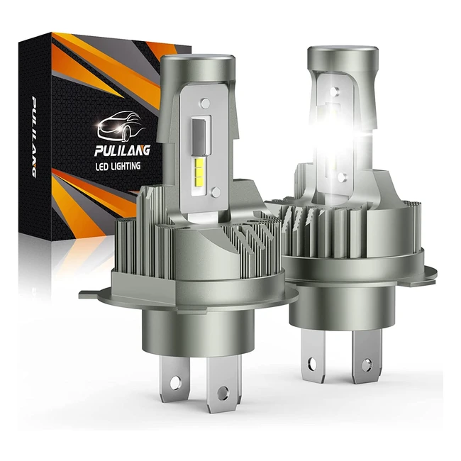 Ampoules LED H4 Pulilang 55W 12000lm 6500K - Remplacement de phare halogène - Taille mini - Anti-erreur Canbus - Voiture et moto
