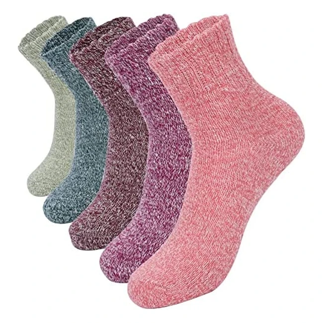 Warm Nordic Knit Wool Socks for Women - 5 Pairs Size 48