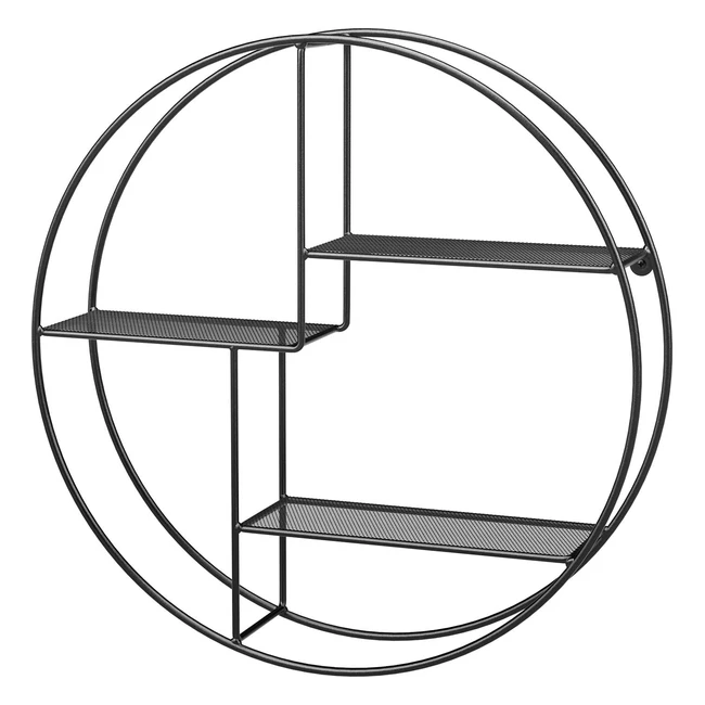 Songmics Industrial Metal Wall Shelf - Unique Round Design with Mesh Panels - 55