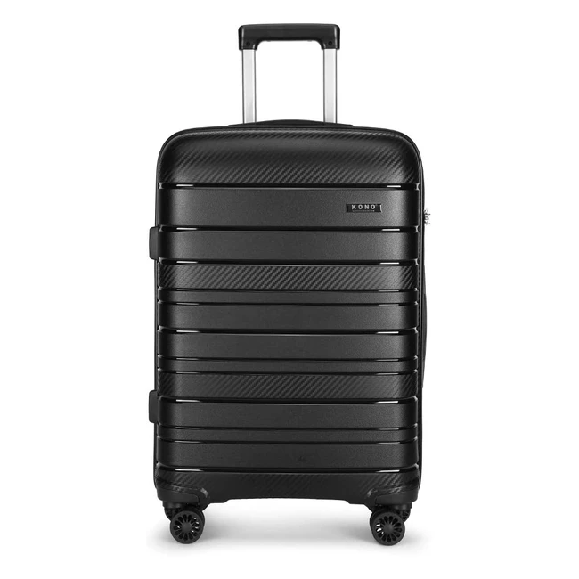 Kono Lightweight Polypropylene Cabin Suitcase - 55cm TSA Lock 4 Spinner Wheels