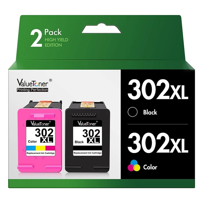 Valuetoner 302XL Remanufactured Ink Cartridges for HP Printers - High Yield 2 Pa