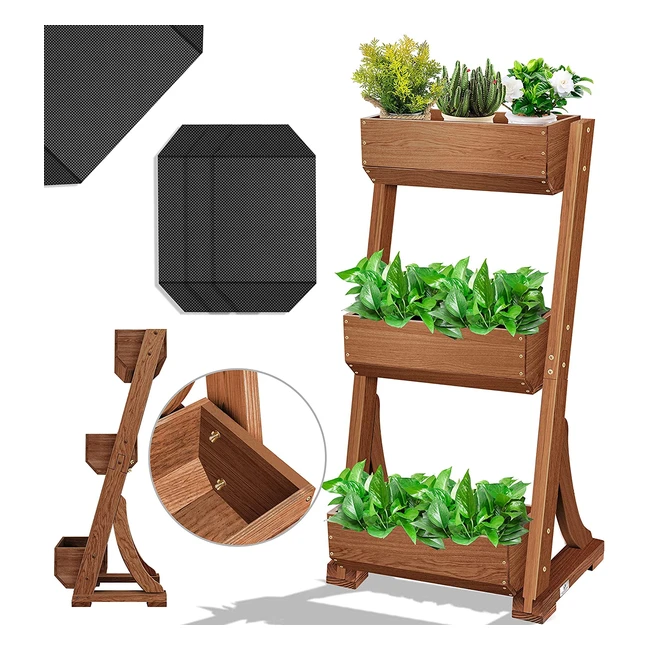 Kesser Premium Raised Bed with 3 Levels - Flower Box Plant Stairs and Cold Fra