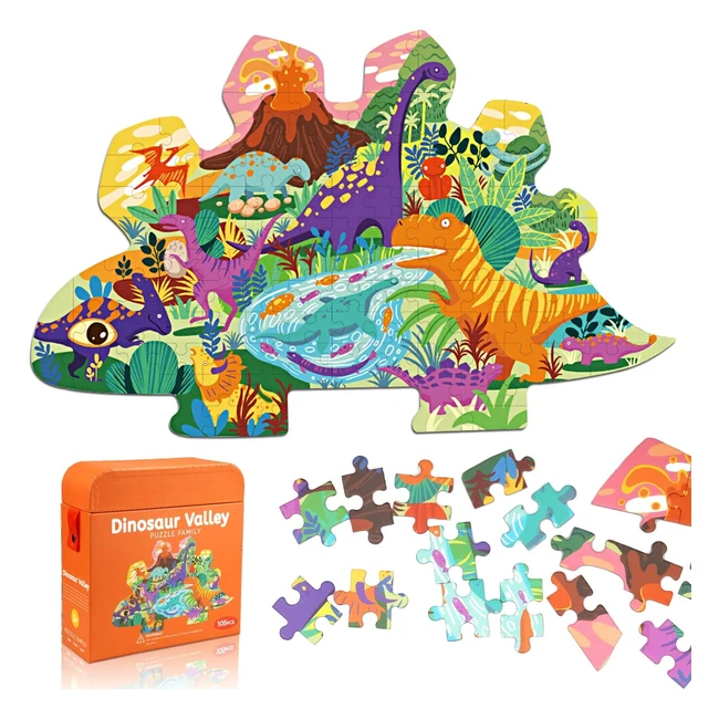 Dinosaur Jigsaw Puzzle for Kids - 105 Pieces with Large Pieces - Age 4-10