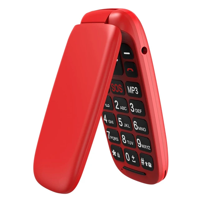 Telefono Cellulare Ushining per Anziani GSM a Conchiglia con Funzione SOS - Rosso