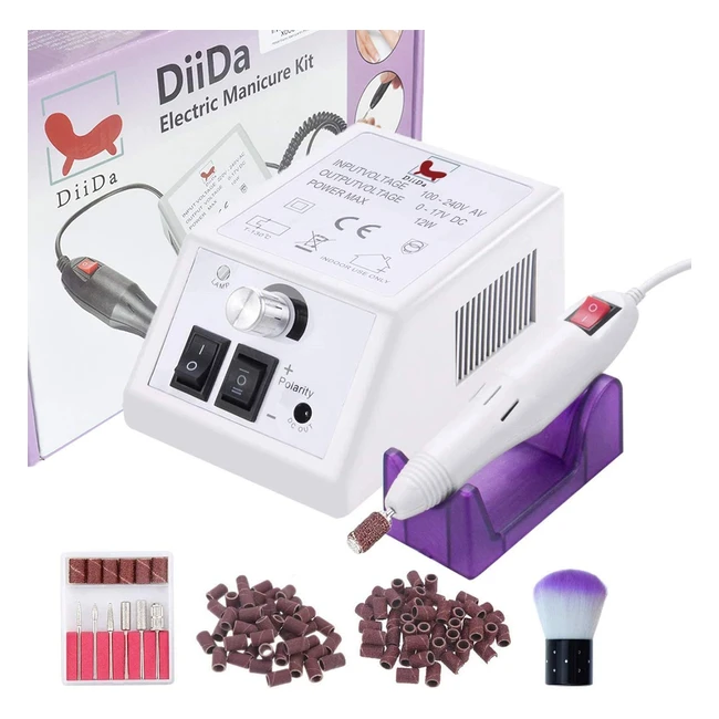 Diida Professional Electric Manicure Drill Set - White Acrylic Gel Polish Remo