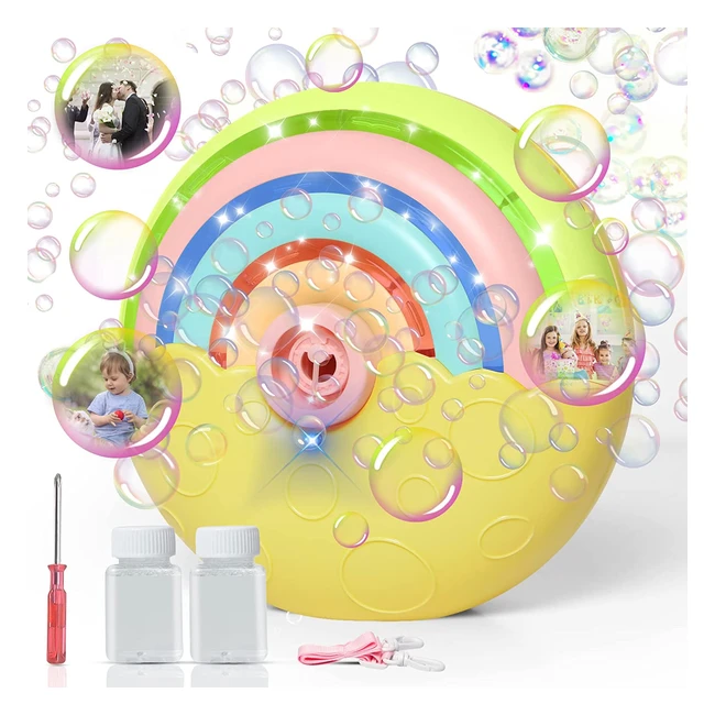 Panamalar Bubble Machine for Kids - Automatic Rainbow Bubble Maker with Lights -